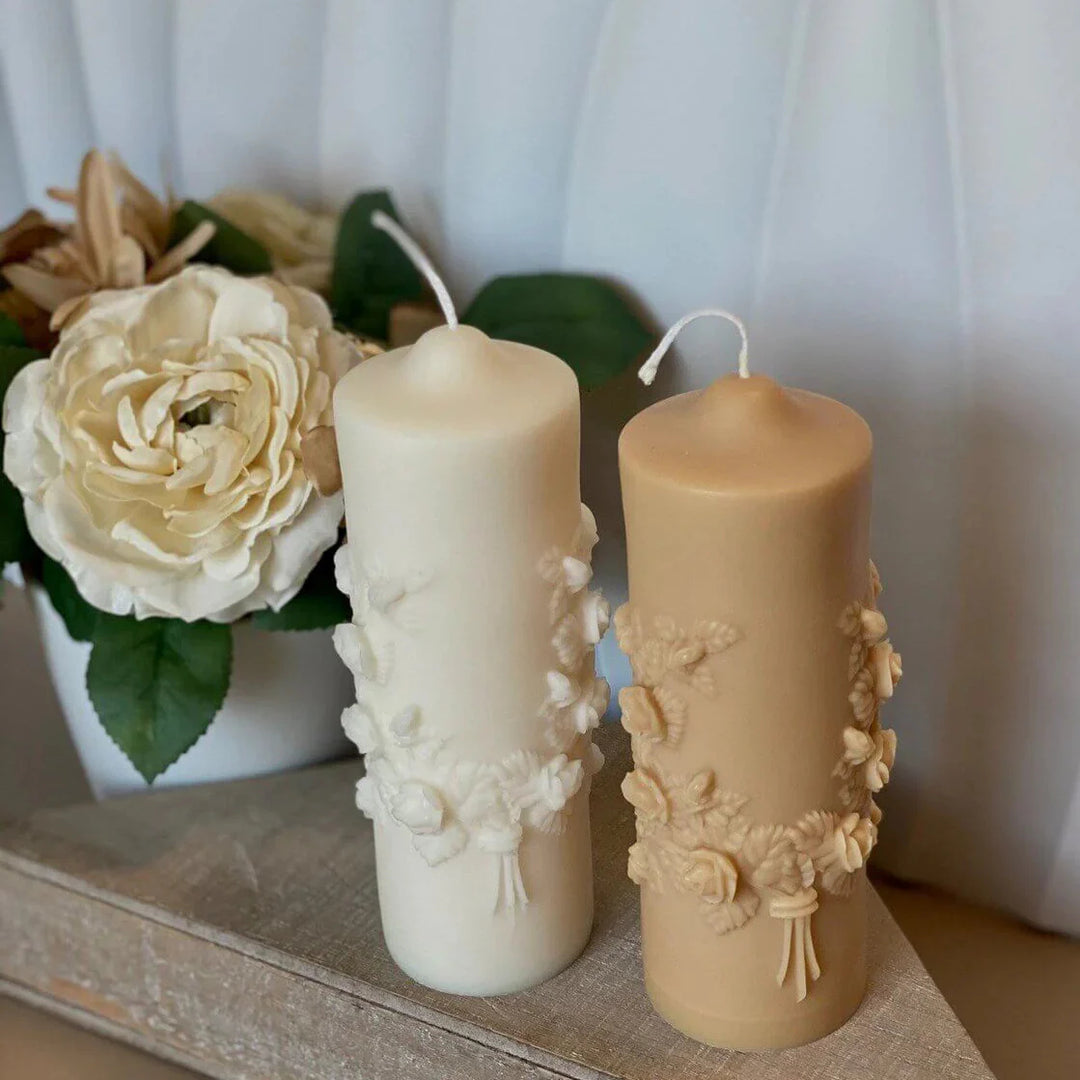 Handmade Soy Wax Pillar Scented Candle, Floral