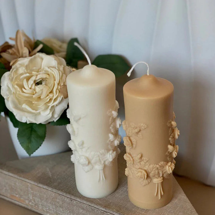 Handmade Soy Wax Pillar Scented Candle, Floral