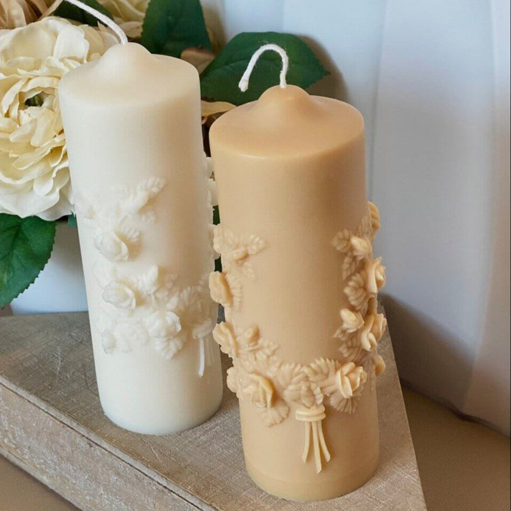 Handmade Soy Wax Pillar Scented Candle, Floral