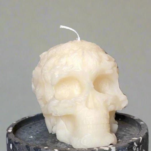 Handmade Floral Skull Soy Wax Candle, Choice of Color