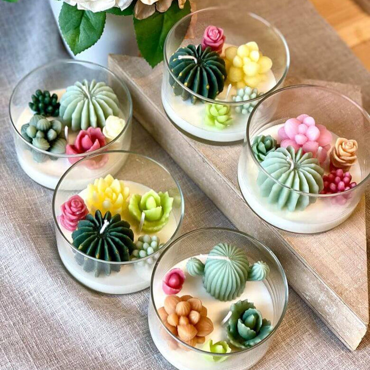 Handmade Coconut Hibiscus Terrarium Garden Candle, Variety