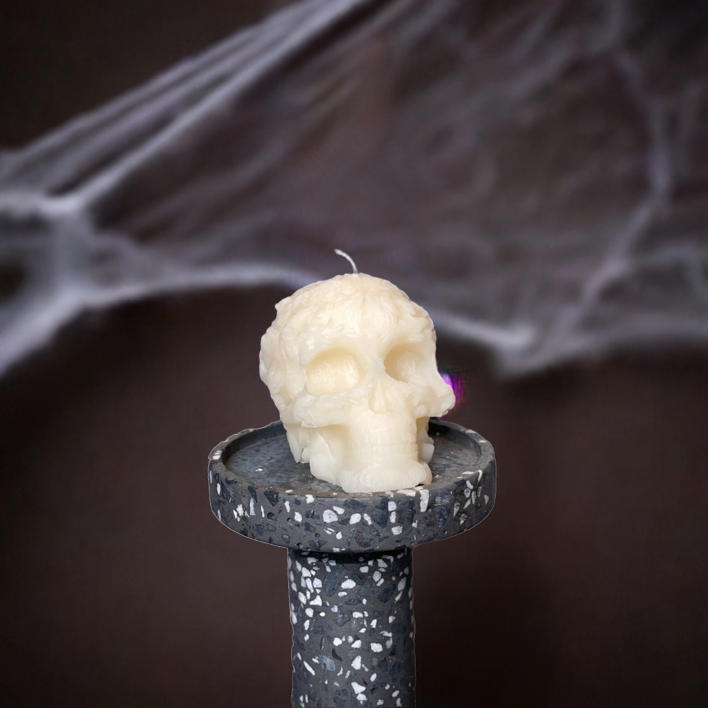 Handmade Floral Skull Soy Wax Candle, Choice of Color