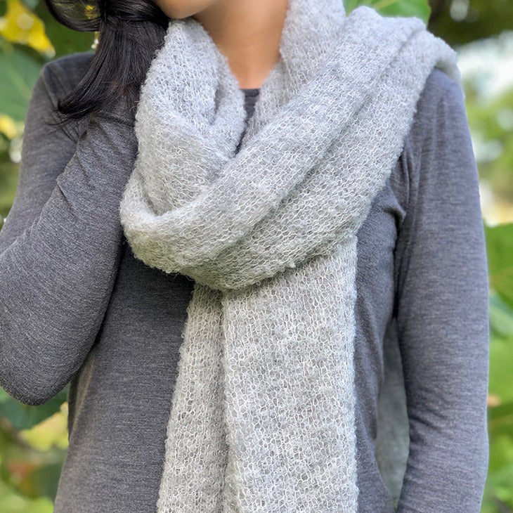 Plush Alpaca Scarf, Gray