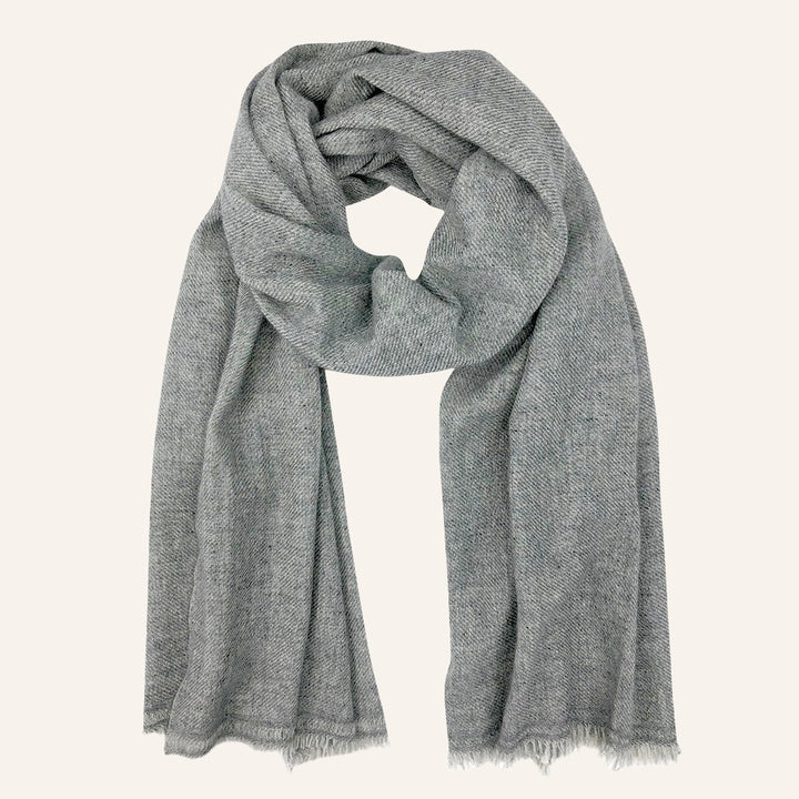 Handloom Cashmere Scarf, Gray Frayed Edge