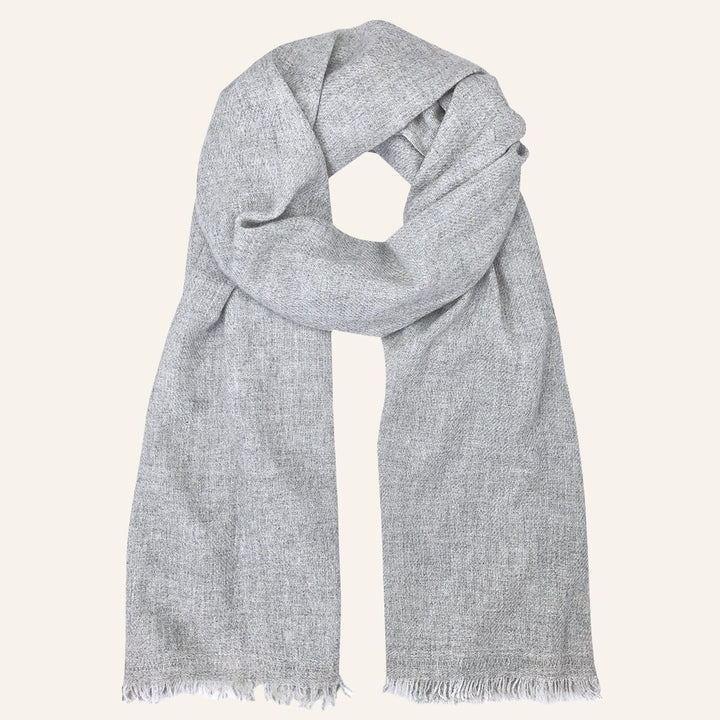 Handloom Cashmere Scarf, Heathered Gray Frayed Edge