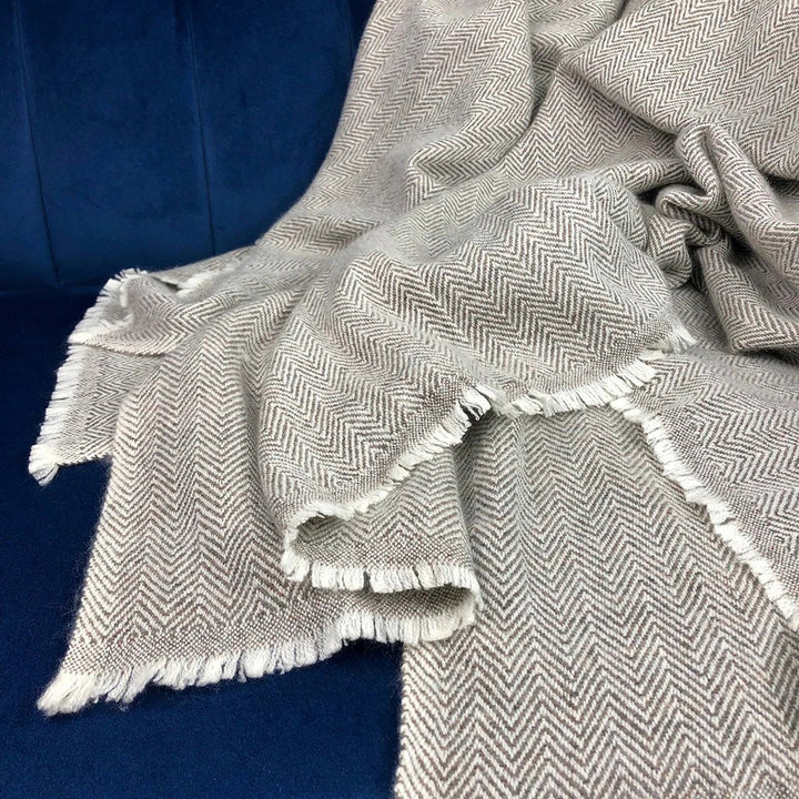 100% Cashmere Herringbone Throw Blanket, Espresso