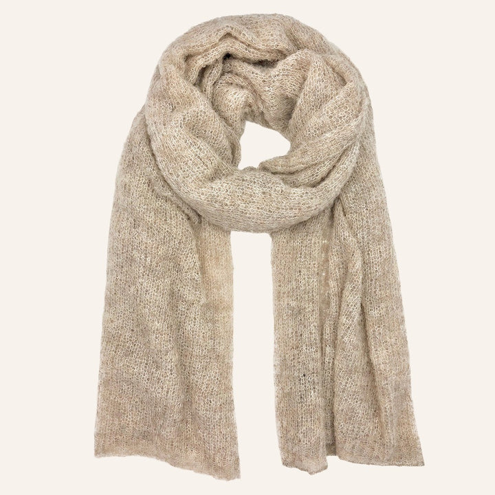 Plush Alpaca Scarf, Almond Beige