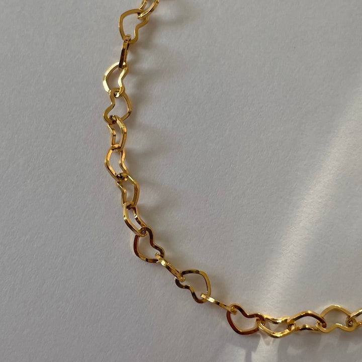 Chain of Hearts Bracelet, 18k Gold Plated