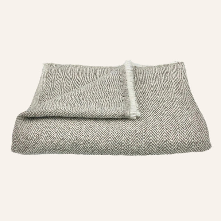 100% Cashmere Herringbone Throw Blanket, Espresso