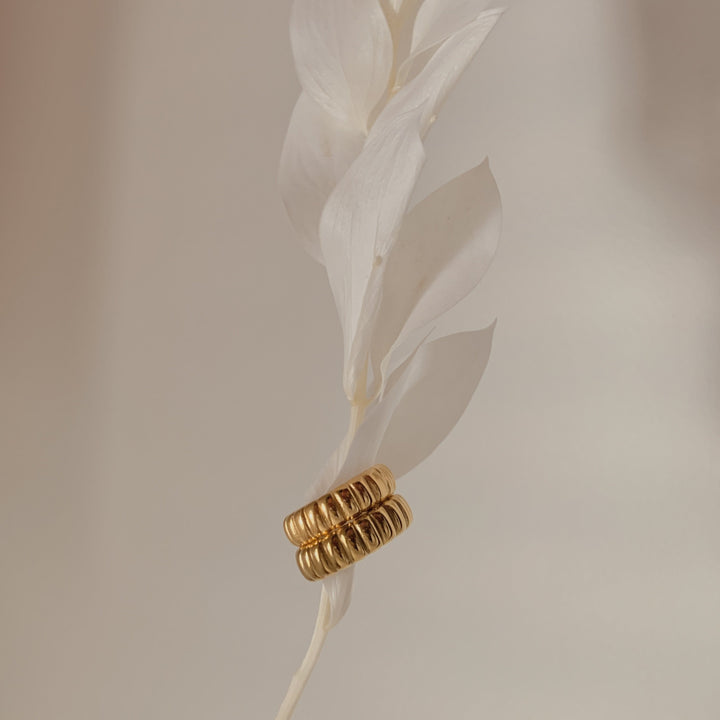 Chunky Lines Ring, 18K Gold Plated