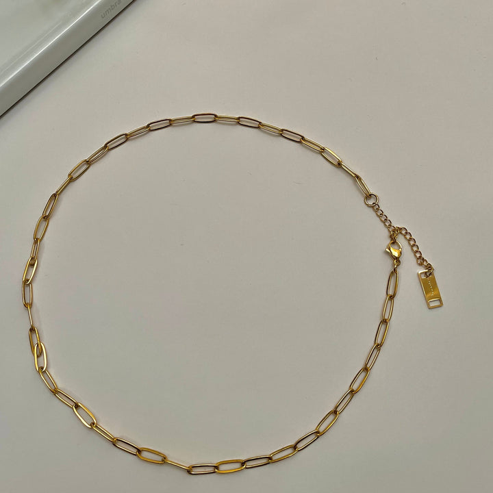 Paperclip Necklace, 18K Gold Plated