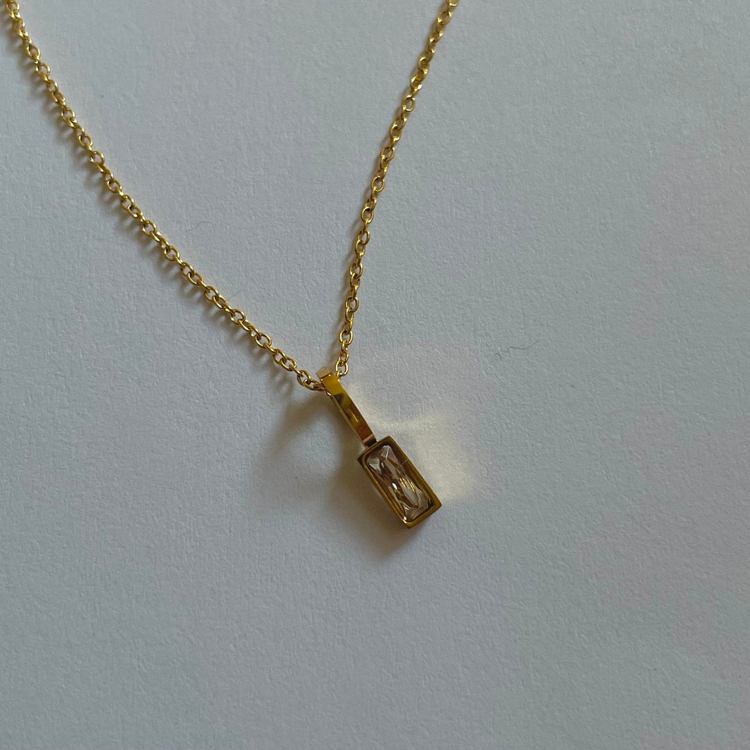 Dainty Birthstone Necklace, 18K Gold Plated