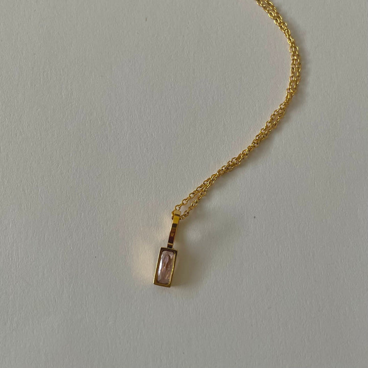 Dainty Birthstone Necklace, 18K Gold Plated