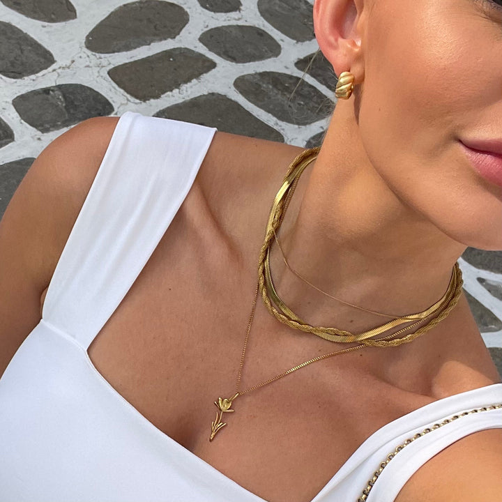 Twisted Chain Necklace, 18K Gold Plated