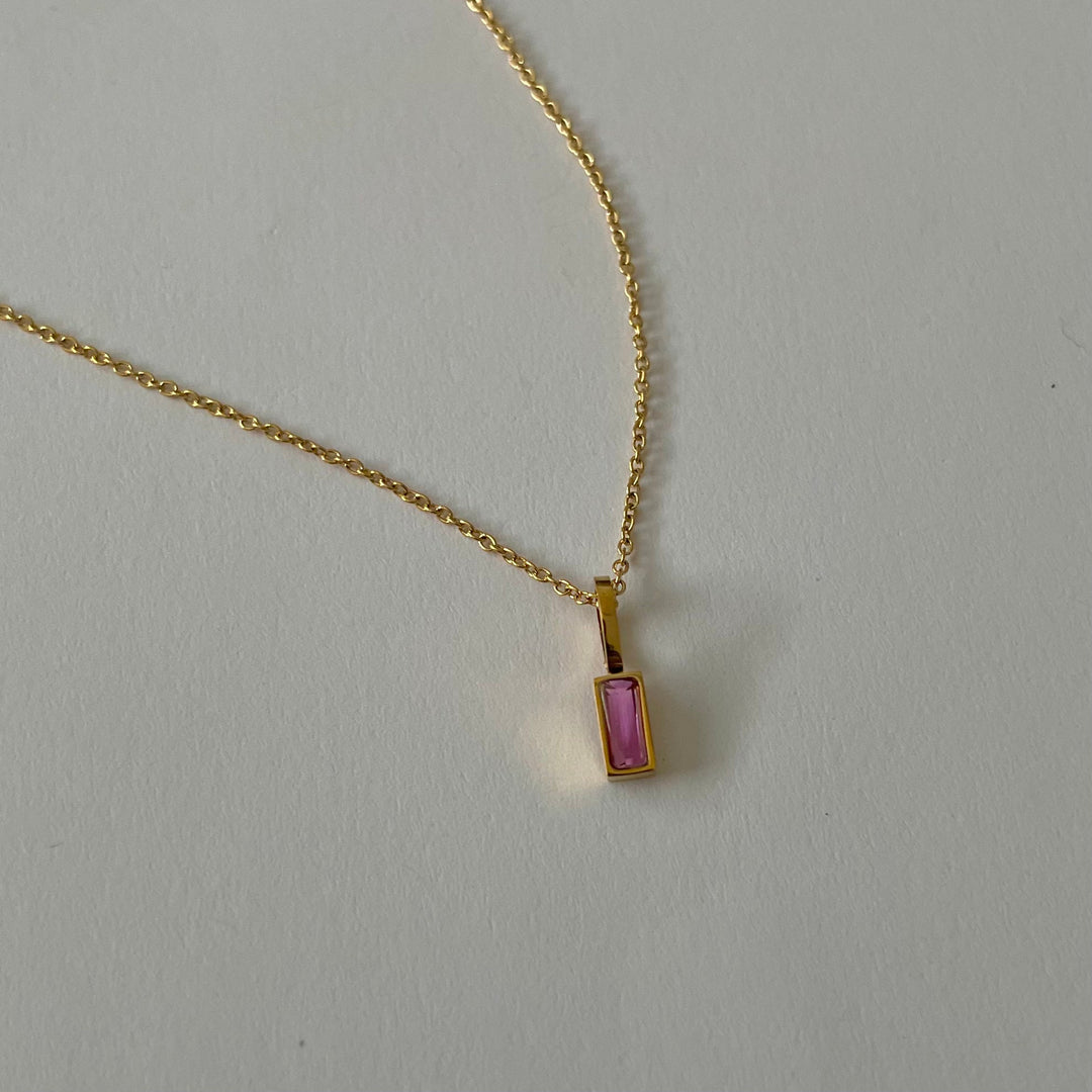 Dainty Birthstone Necklace, 18K Gold Plated