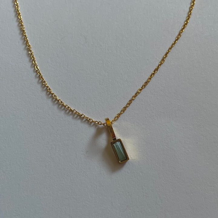 Dainty Birthstone Necklace, 18K Gold Plated