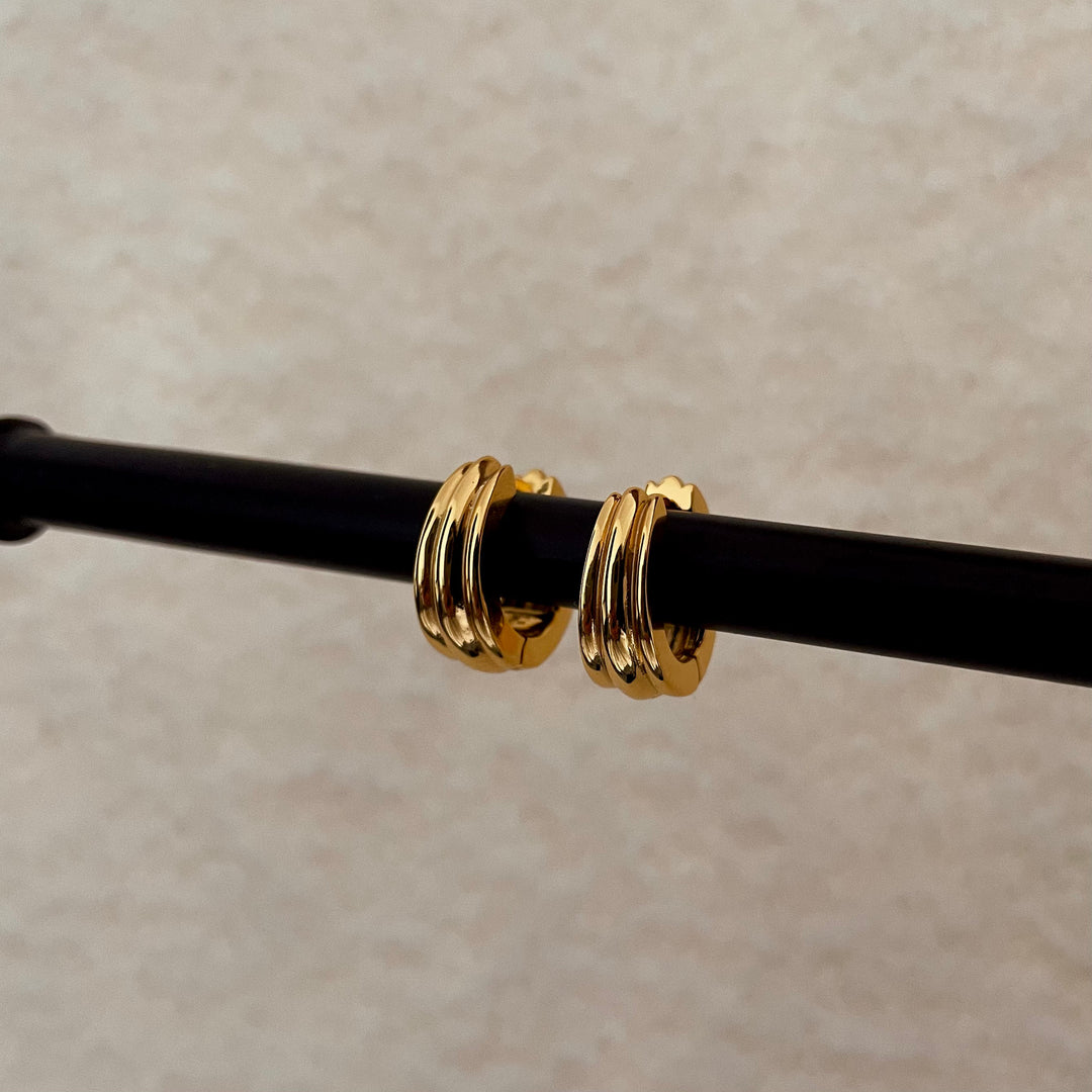 Small Wavy Hoop Earrings, 18k Gold Plated