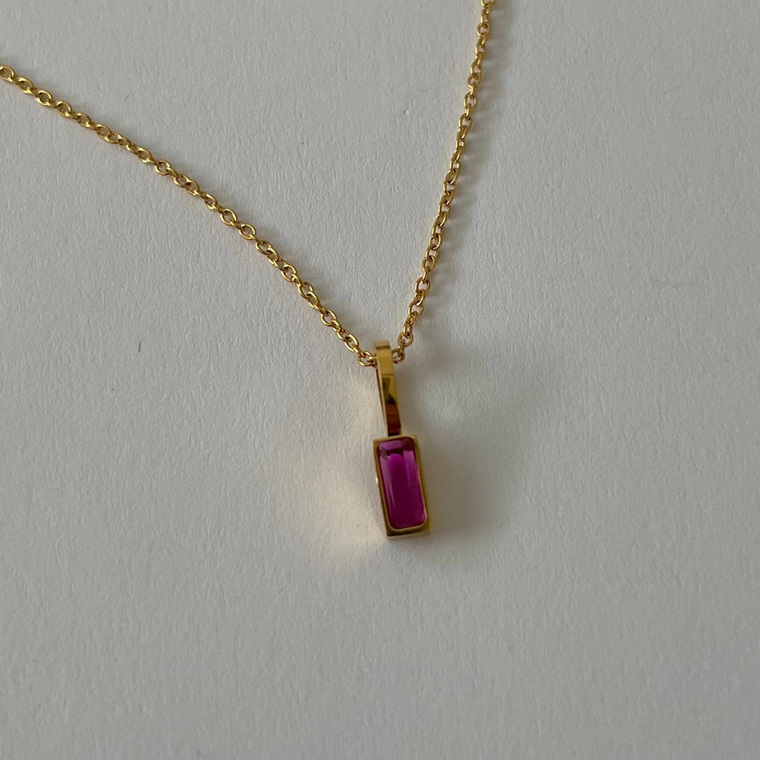 Dainty Birthstone Necklace, 18K Gold Plated