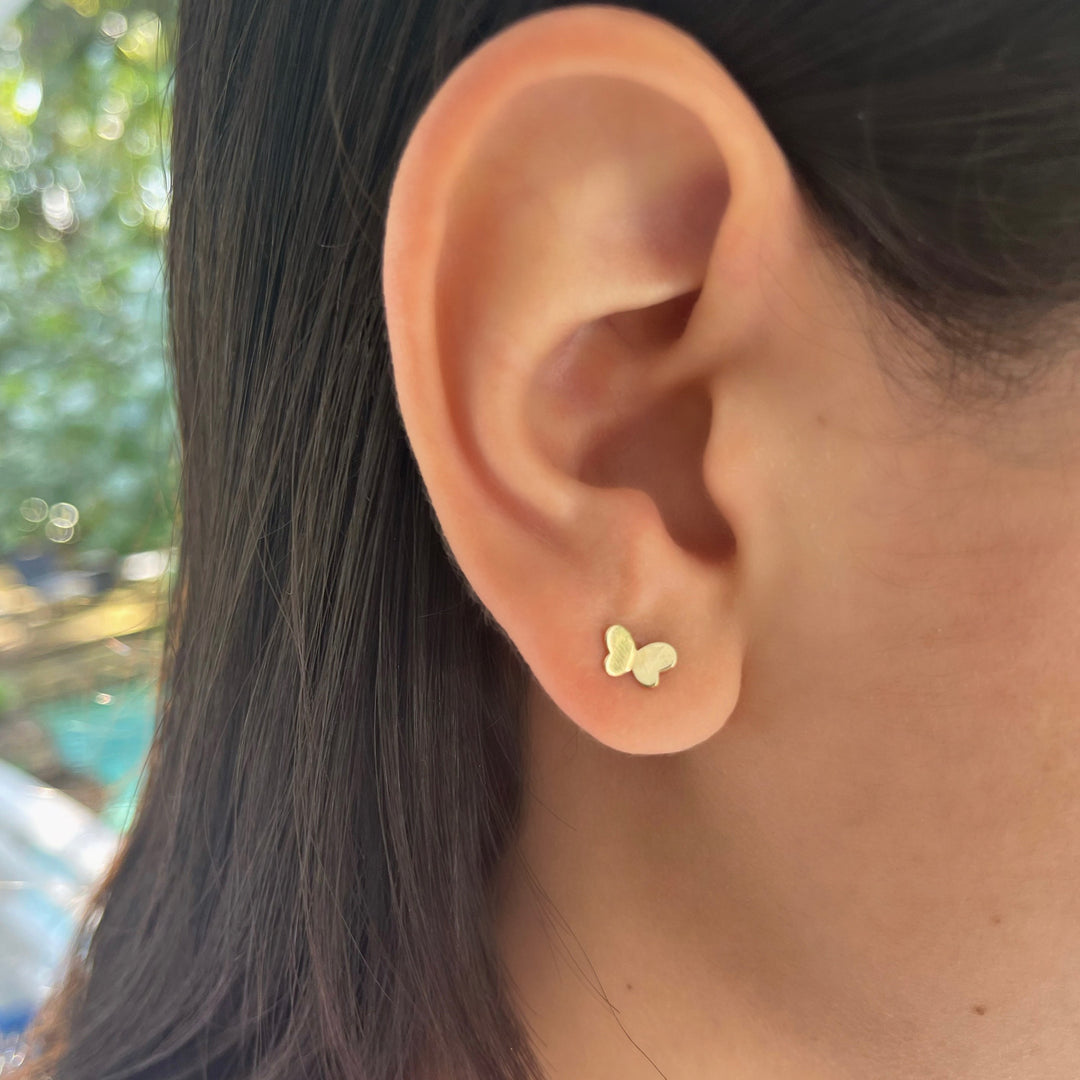 Gold Stud Earrings, Butterfly