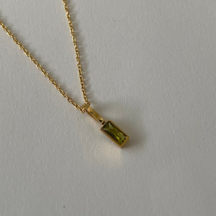 Dainty Birthstone Necklace, 18K Gold Plated