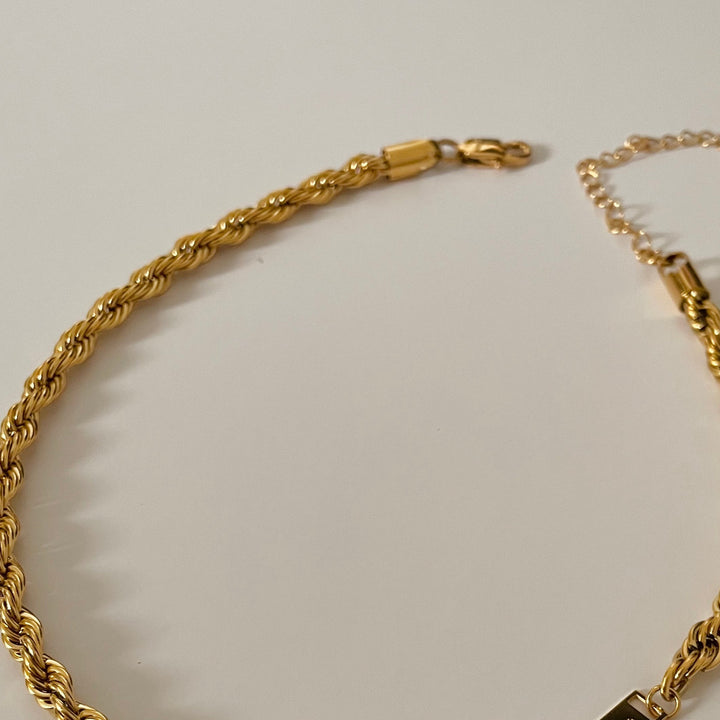 Rope Cord Choker Necklace, 18k Gold Plated