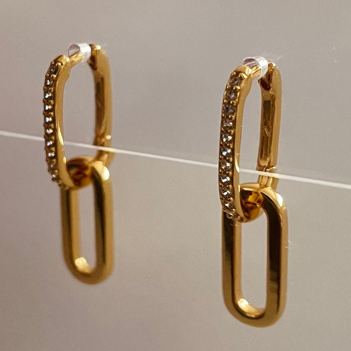 Paperclip Earrings, 18K Gold Plated