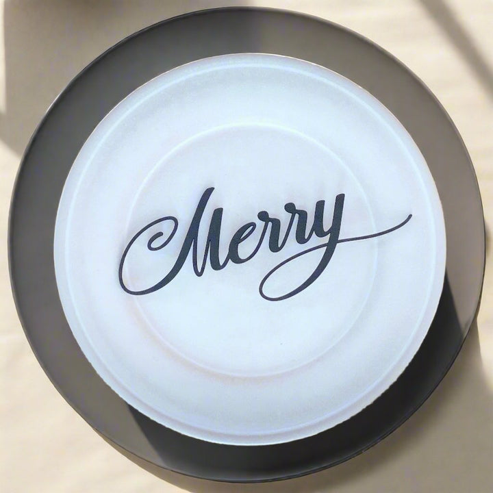 Place-Anywhere Holiday Wooden Plate Decor, Black or Gold Variety of Words