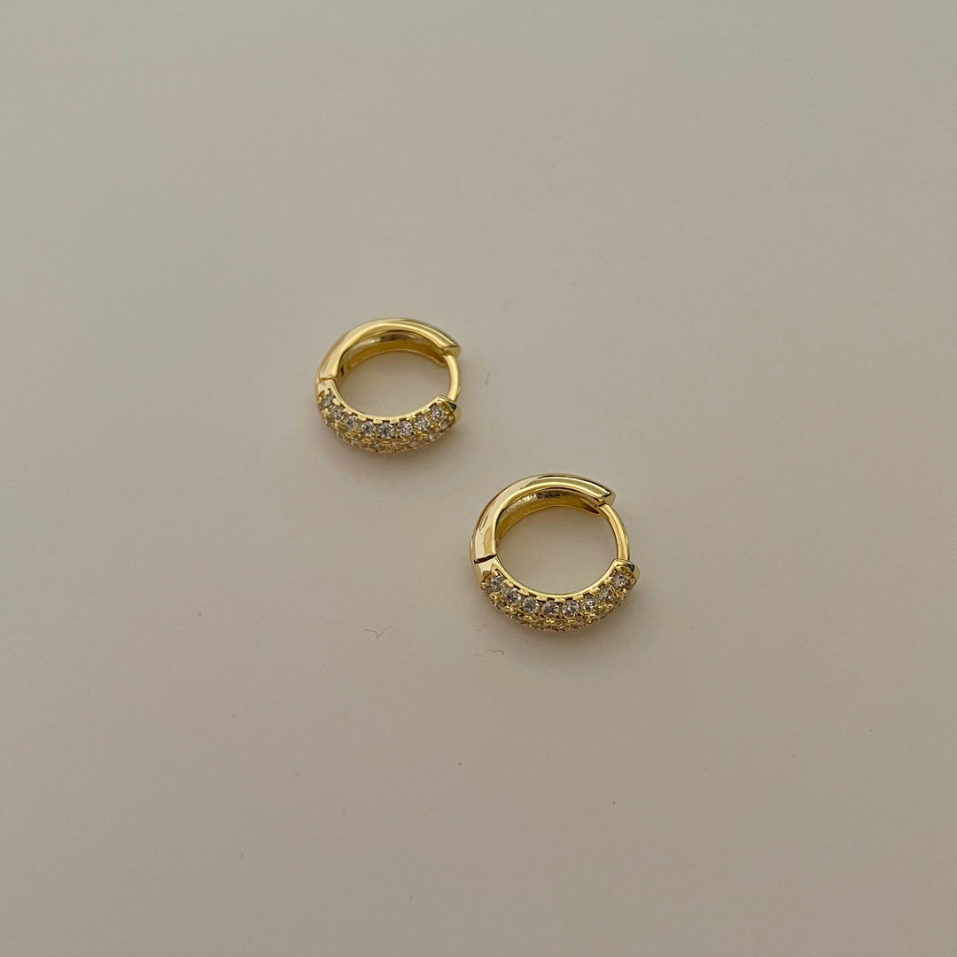 Zirconia Small Hoop Earrings, 18k Gold Plated