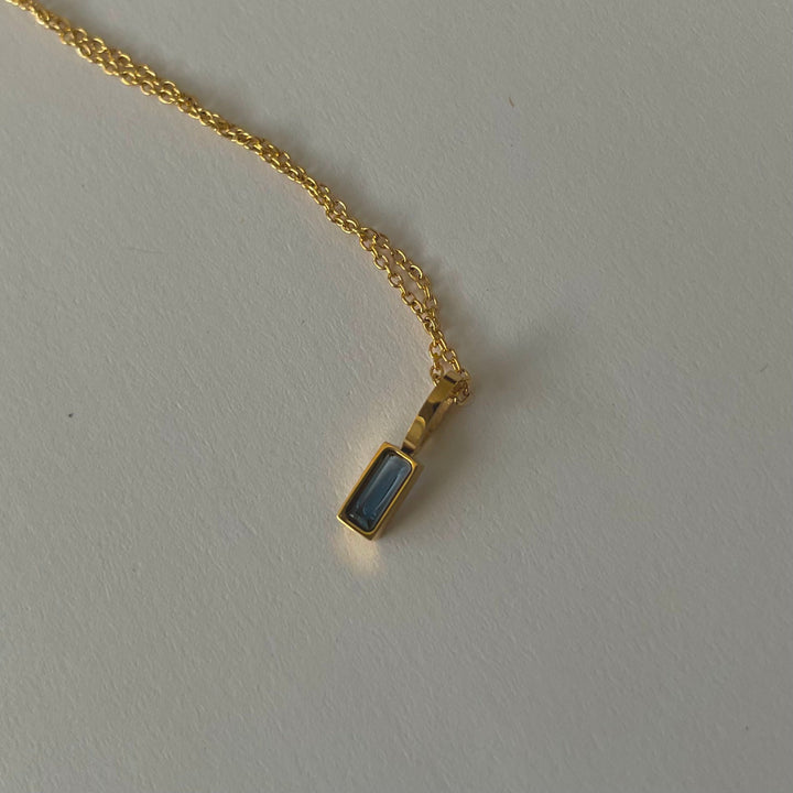 Dainty Birthstone Necklace, 18K Gold Plated