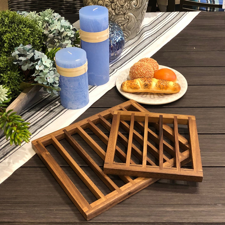 Acacia Wood Trivets, Set of 2