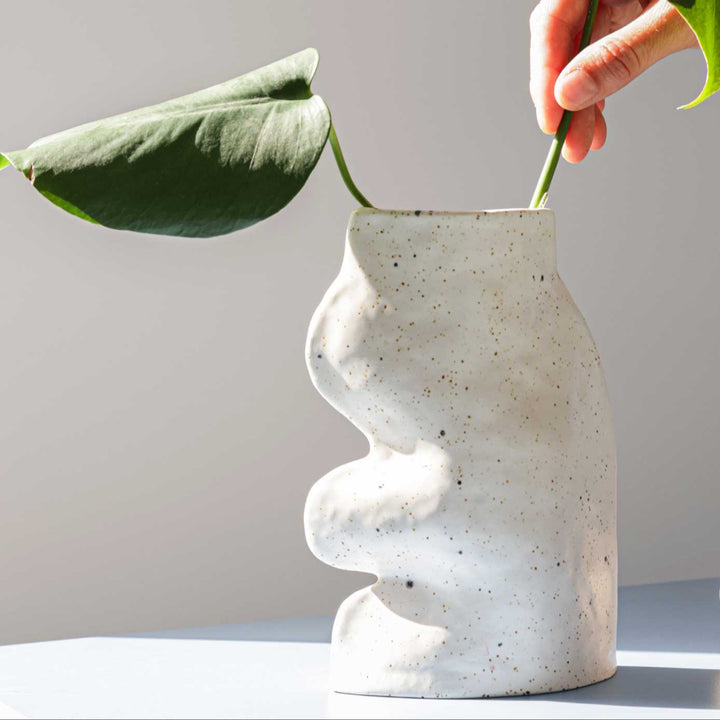 Handmade Portuguese Ceramic Vase, Large & White