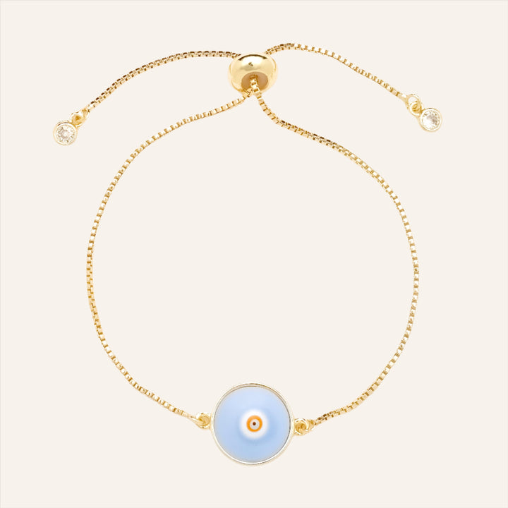 Evil Eye Adjustable Chain Bracelet, Gold Plated