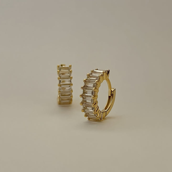 18k Gold-Plated Stone Huggies Earrings, Small