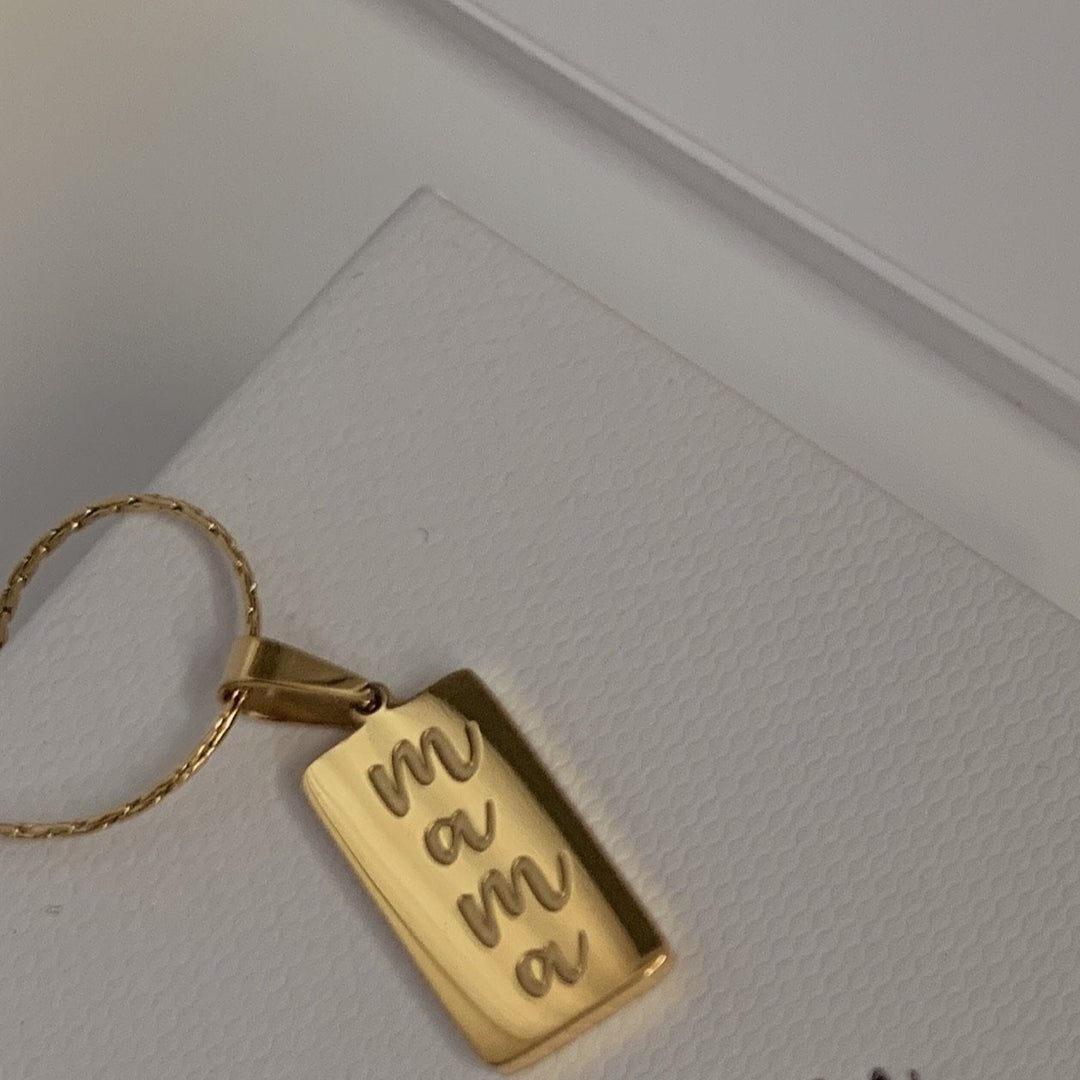 Handcrafted 18k Gold-Plated Tag Necklace, Mama