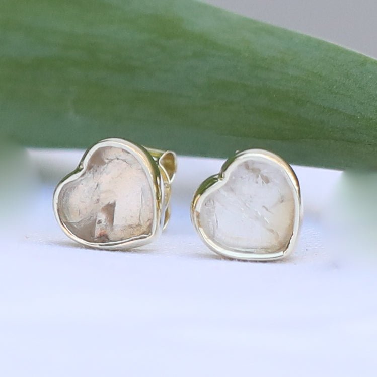 Heart Stud Gemstone Earrings, 14K Gold Filled