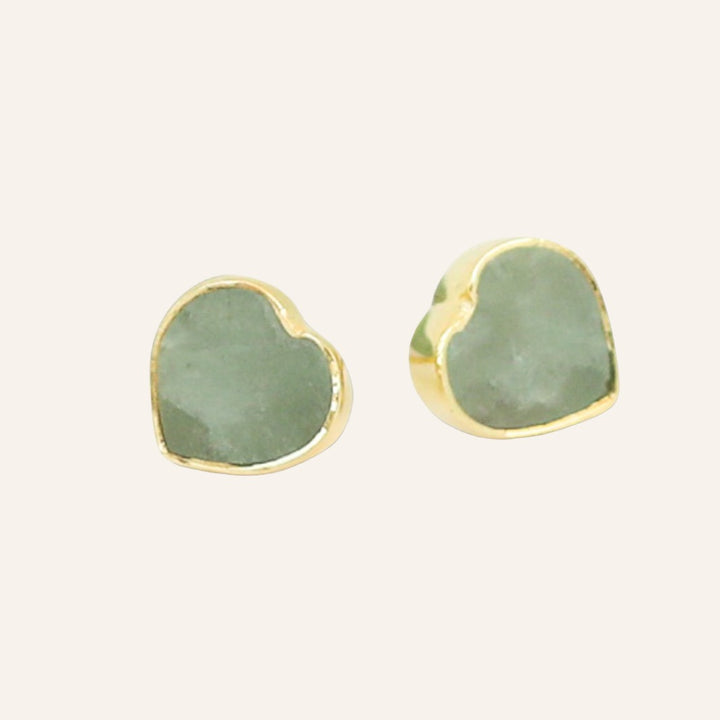 Heart Stud Gemstone Earrings, 14K Gold Filled