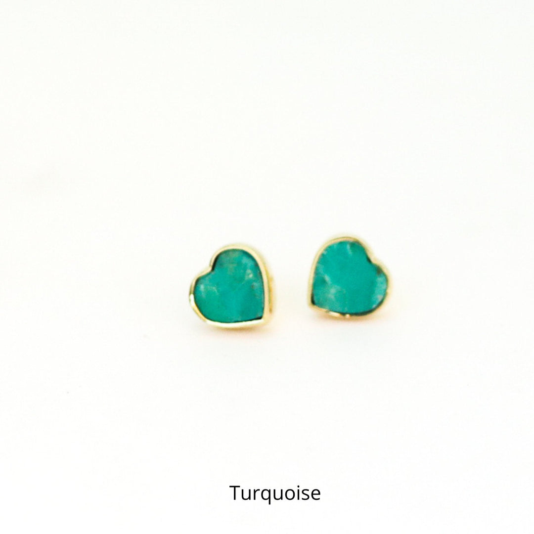 Heart Stud Gemstone Earrings, 14K Gold Filled