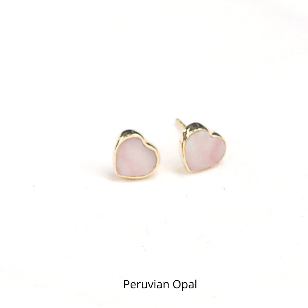 Heart Stud Gemstone Earrings, 14K Gold Filled