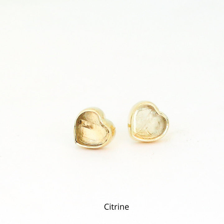 Heart Stud Gemstone Earrings, 14K Gold Filled