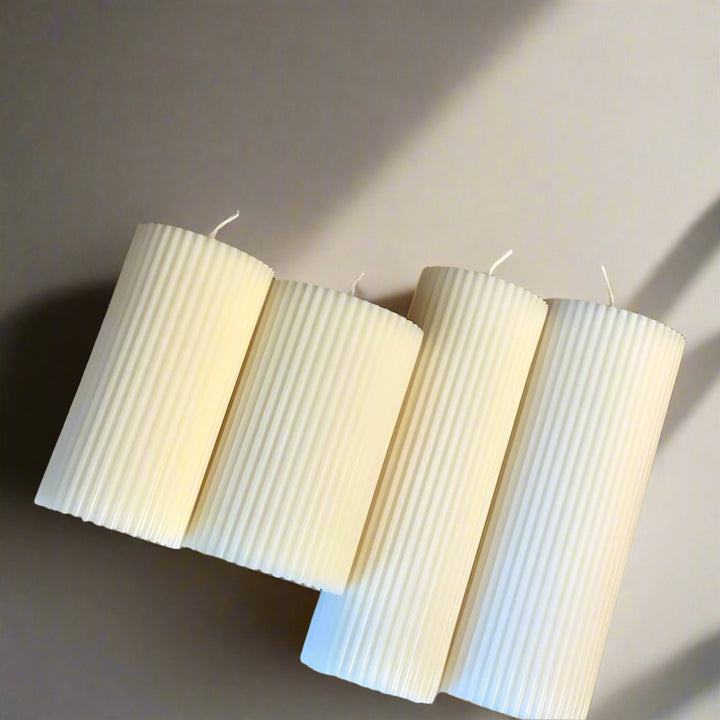 Ribbed Pillar Candle, Minimalist