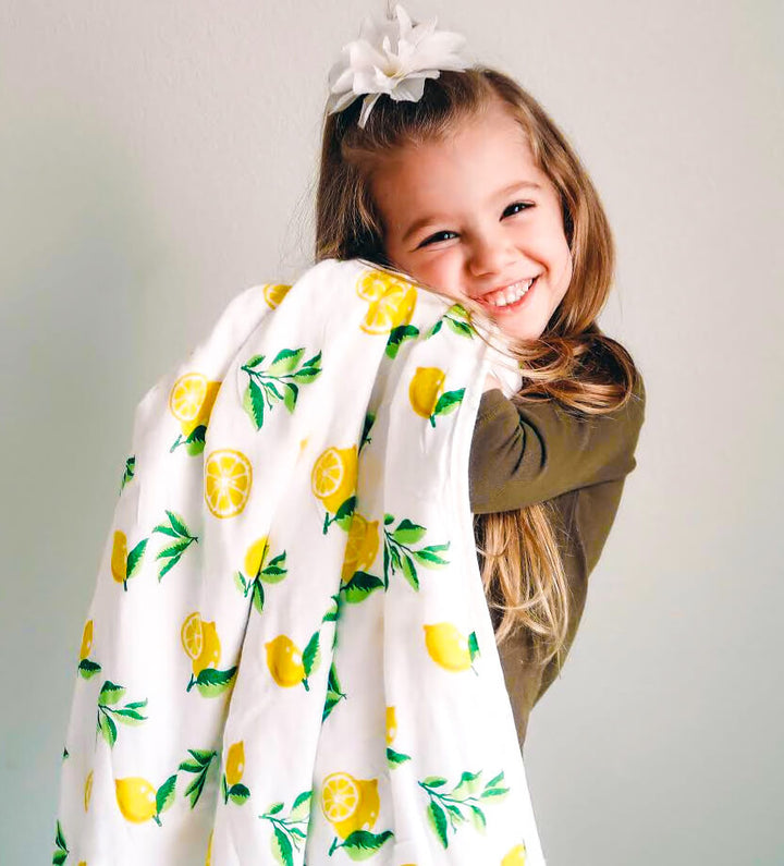 Kids & Baby Bamboo Blend Muslin Blanket, Lemons