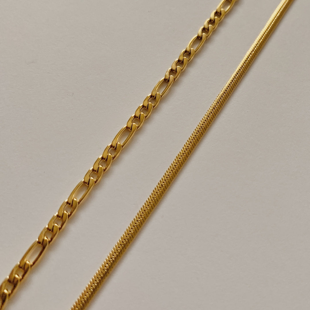 Figaro Chain Necklace, 18K Gold Plated