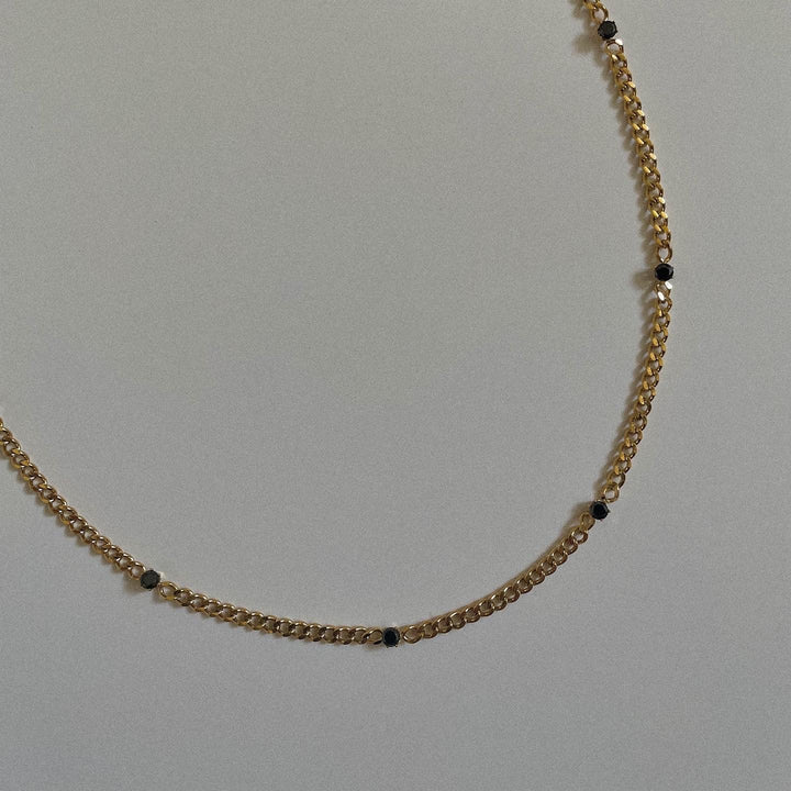 Stone Choker Necklace, 18k Gold Plated