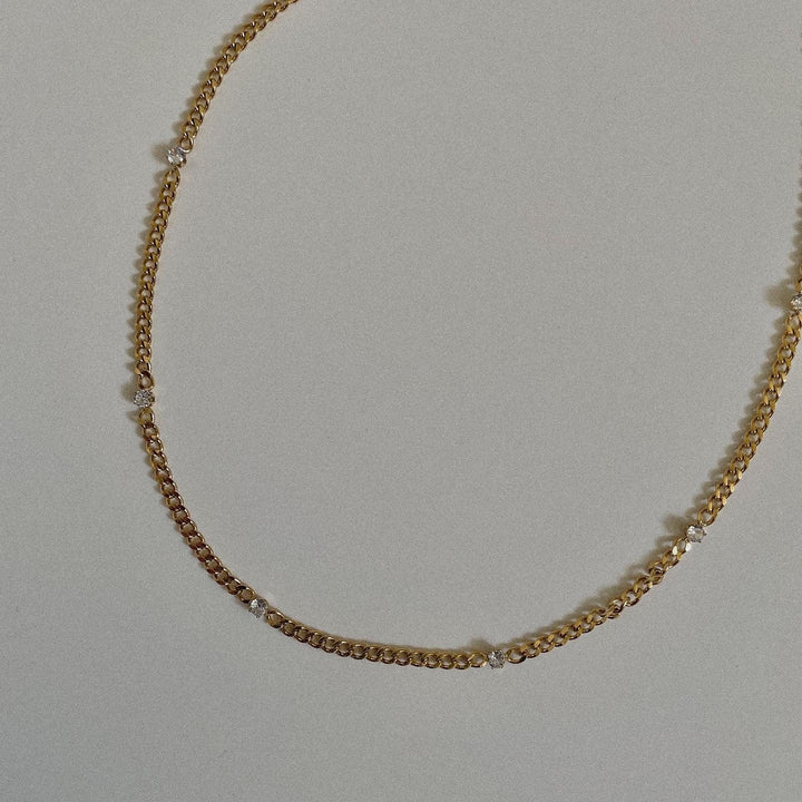 Stone Choker Necklace, 18k Gold Plated