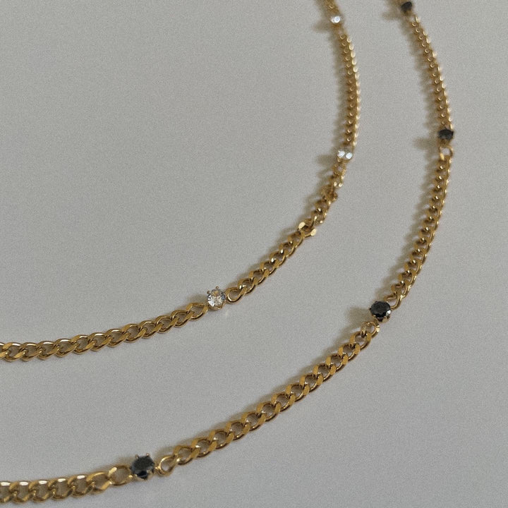 Stone Choker Necklace, 18k Gold Plated