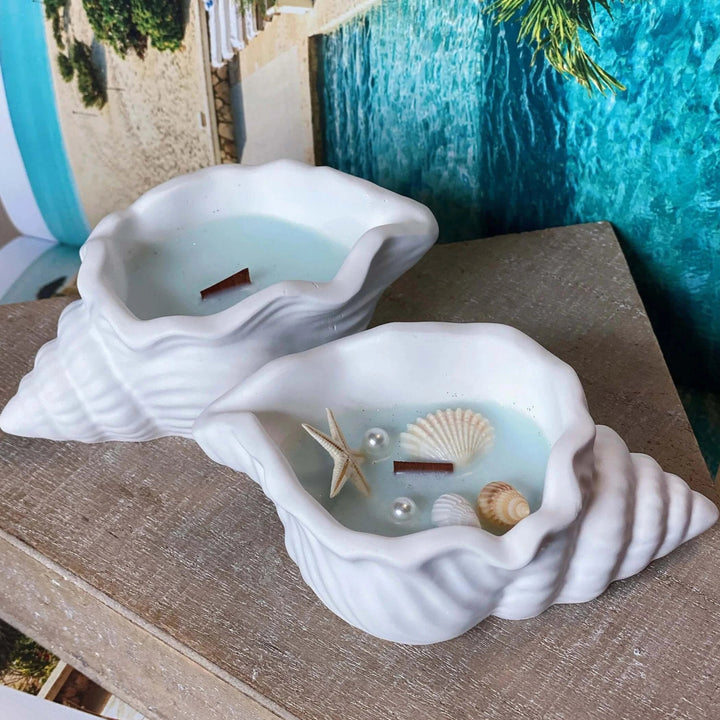 Handmade Jesmonite Shell Scented Candle, Two Styles
