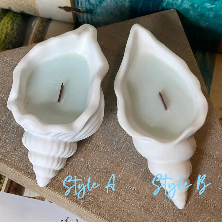Handmade Jesmonite Shell Scented Candle, Two Styles