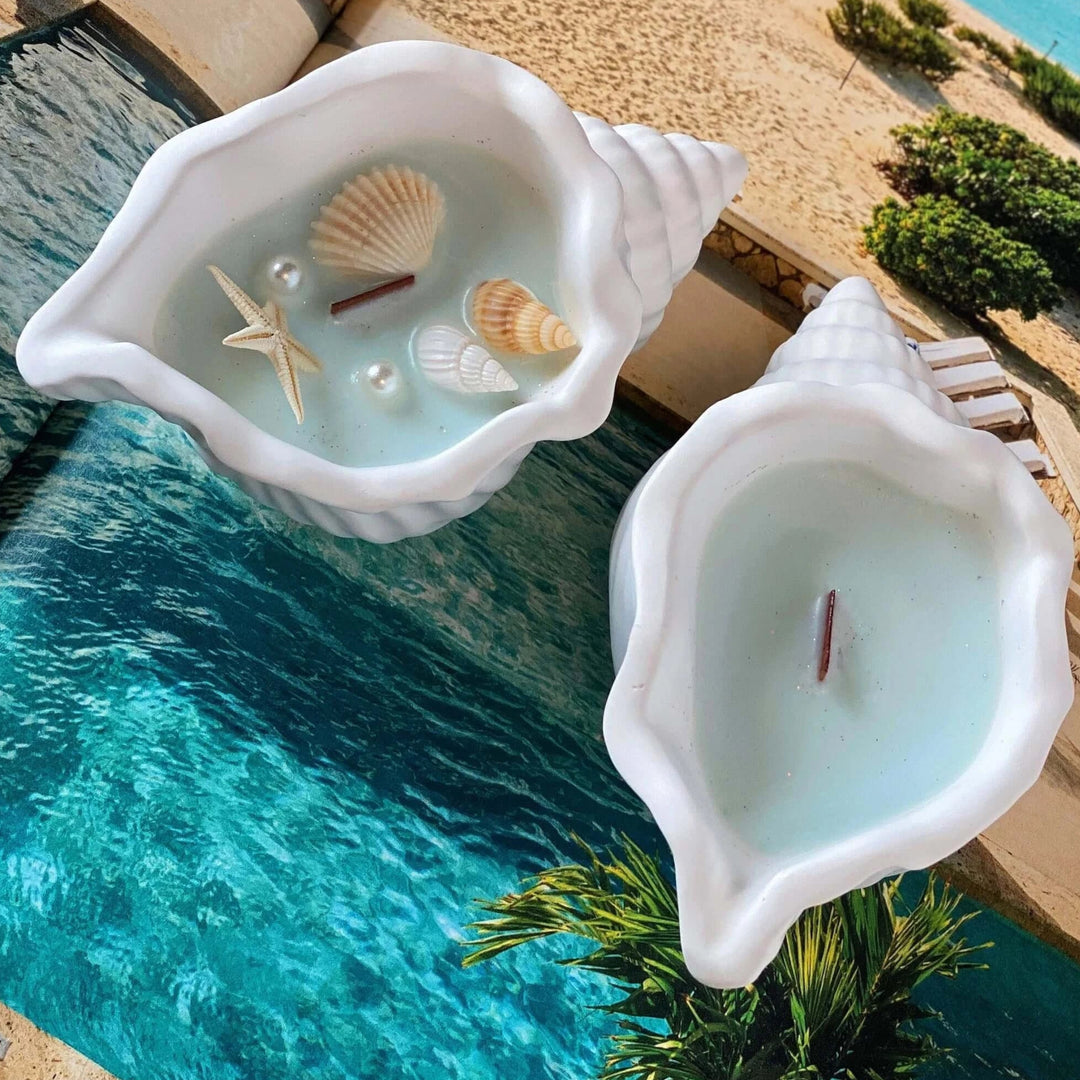 Handmade Jesmonite Shell Scented Candle, Two Styles