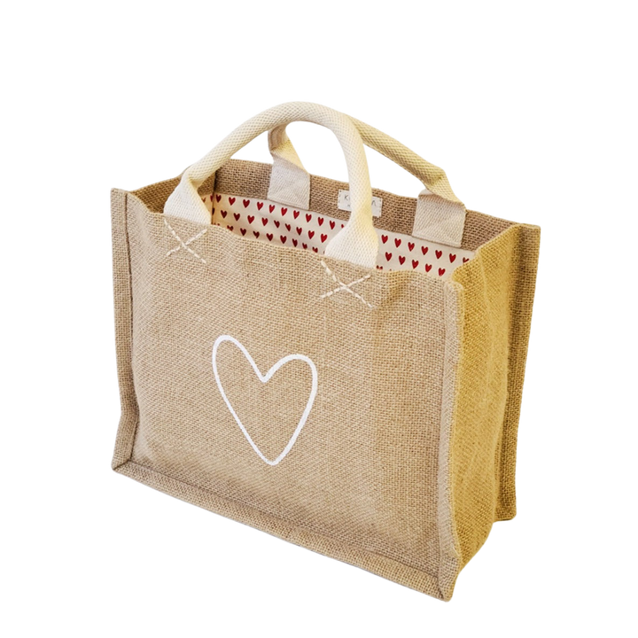 Jute Canvas Bag, Love (Small)