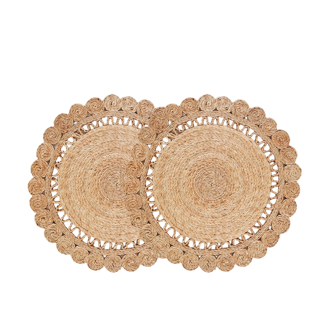 Jute Flower Placemats, Set of 2